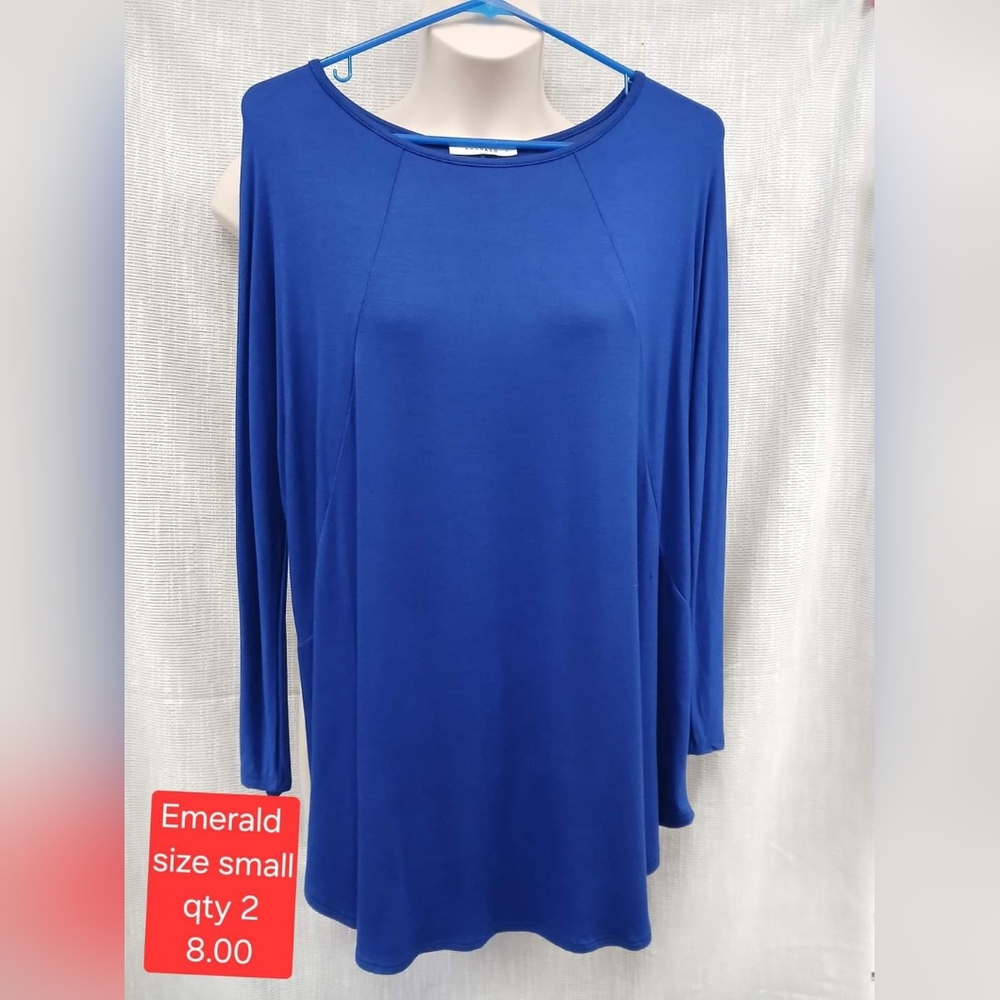 Emerald Womens long sleep blue shirt top. Size small